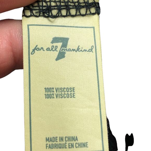 7 FOR ALL MANKIND Blouse Black White Checkered Plaid Top Girl's Size Large - Picture 5 of 7